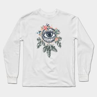 Eye Flowers Design, Dreamcatcher, Beautiful Flowers Long Sleeve T-Shirt